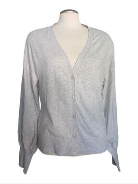 Gap Women's 100% Cotton Soft Heather Grey Button Up Cardigan Old Money Size XXL